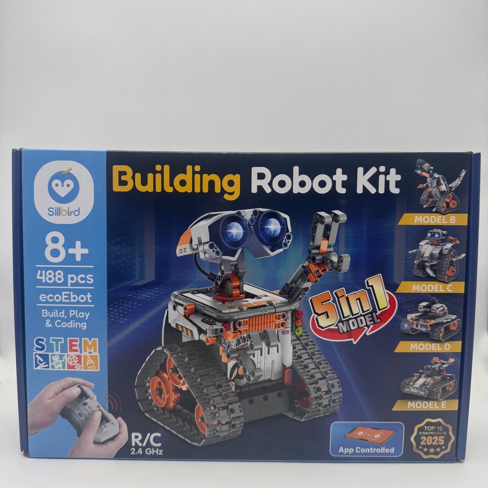 Sillbird 5-in-1 STEM Building Robot Kit ecoEbot 488pcs App Remote Control Age 8+